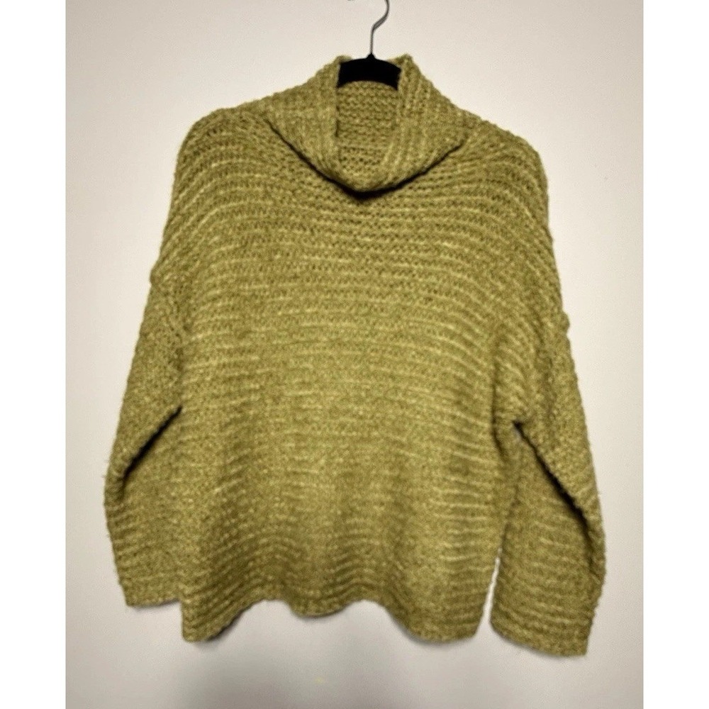 Aerie Drop Shoulder Easy Going Pullover Knit Cowl Neck Sweater Green XS